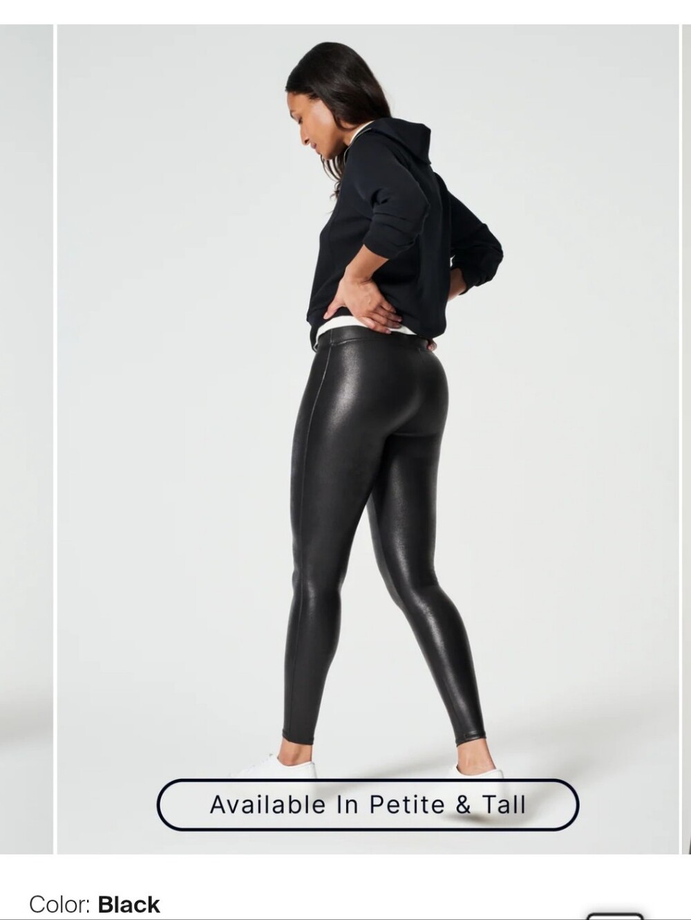 SPANX Black High-Shine Faux Leather Leggings - Picture 3 of 3